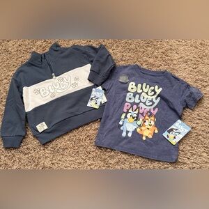 Bluey Quarter Zip Top And T-Shirt Size: 4T